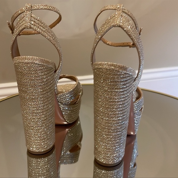 Aquazzura Sundance 140 Glitter Platform Sandals sz 39 - Picture 9 of 16